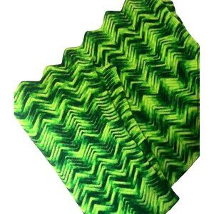 Vintage Afghan Crochet Blanket 49 x 45 Handmade Throw Quilt Green Chevron Zig Za